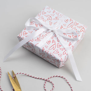 Handdrawn Heart Valentine's Wrapping Paper Set