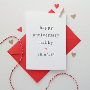 Personalised Happy Anniversary Hubby Or Wifey Card