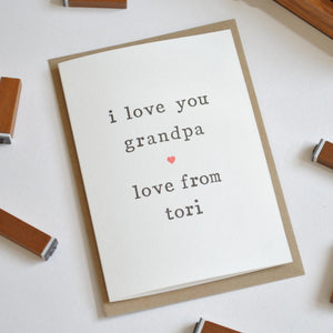 Personalised 'Love You' Father's Day or Birthday Card