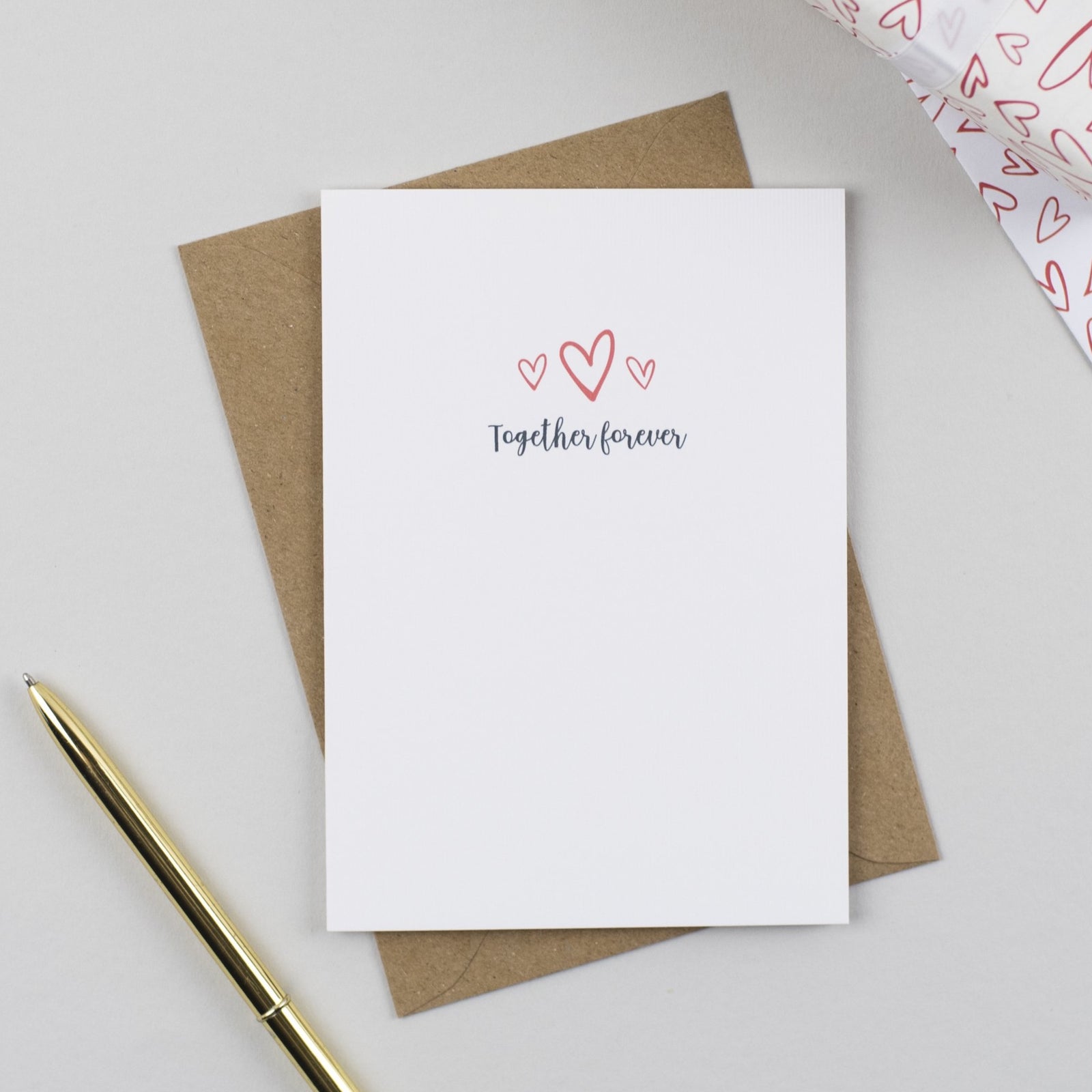 'Together Forever' Heart Anniversary or Valentines Card