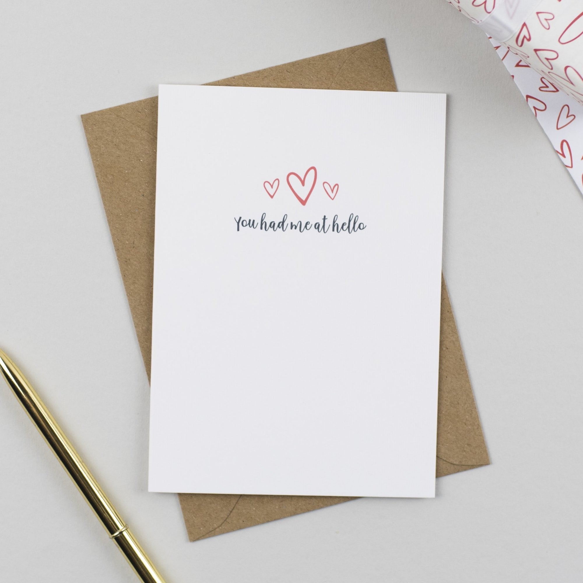 'You had me at Hello' Heart Anniversary or Valentines Card