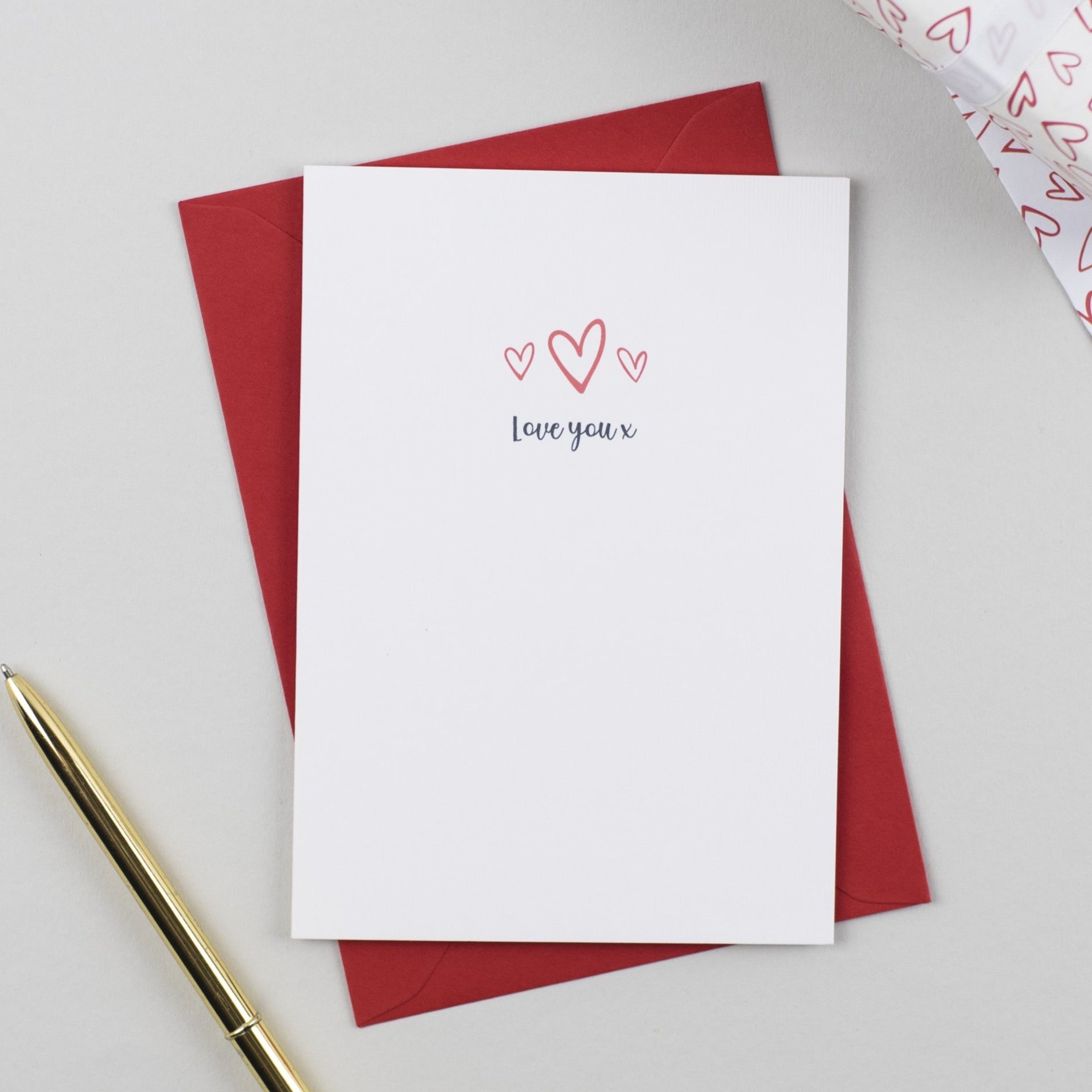 'Love You' Heart Anniversary or Valentines Card