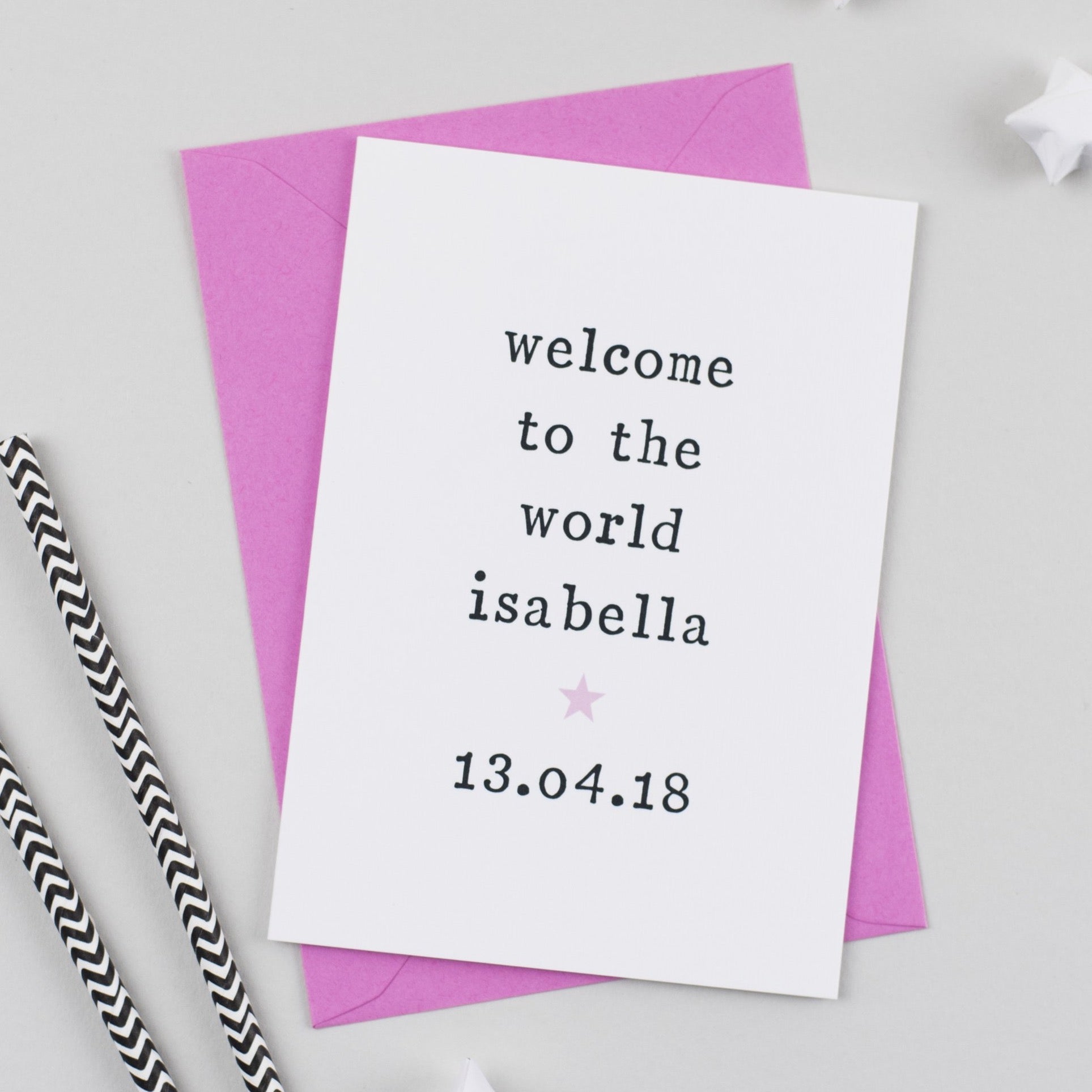 Personalised 'Welcome To The World' New Baby Card