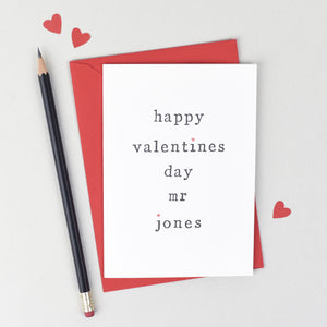 Personalised Happy Valentine's Day Mr or Mrs Card