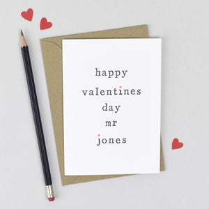 Personalised Happy Valentine's Day Mr or Mrs Card