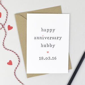 Personalised Happy Anniversary Hubby Or Wifey Card