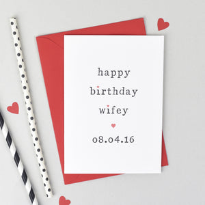 Personalised Happy Birthday Hubby Or Wifey Card