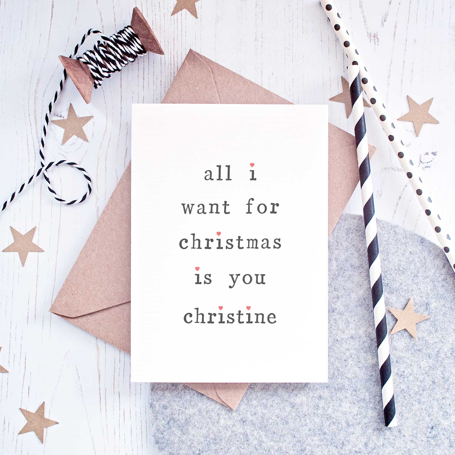 Personalised 'All I want' Christmas Card