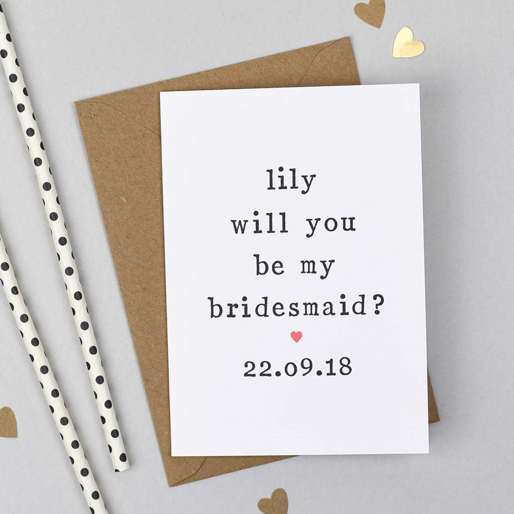 Personalised 'Will You Be My Bridesmaid?' Wedding Card