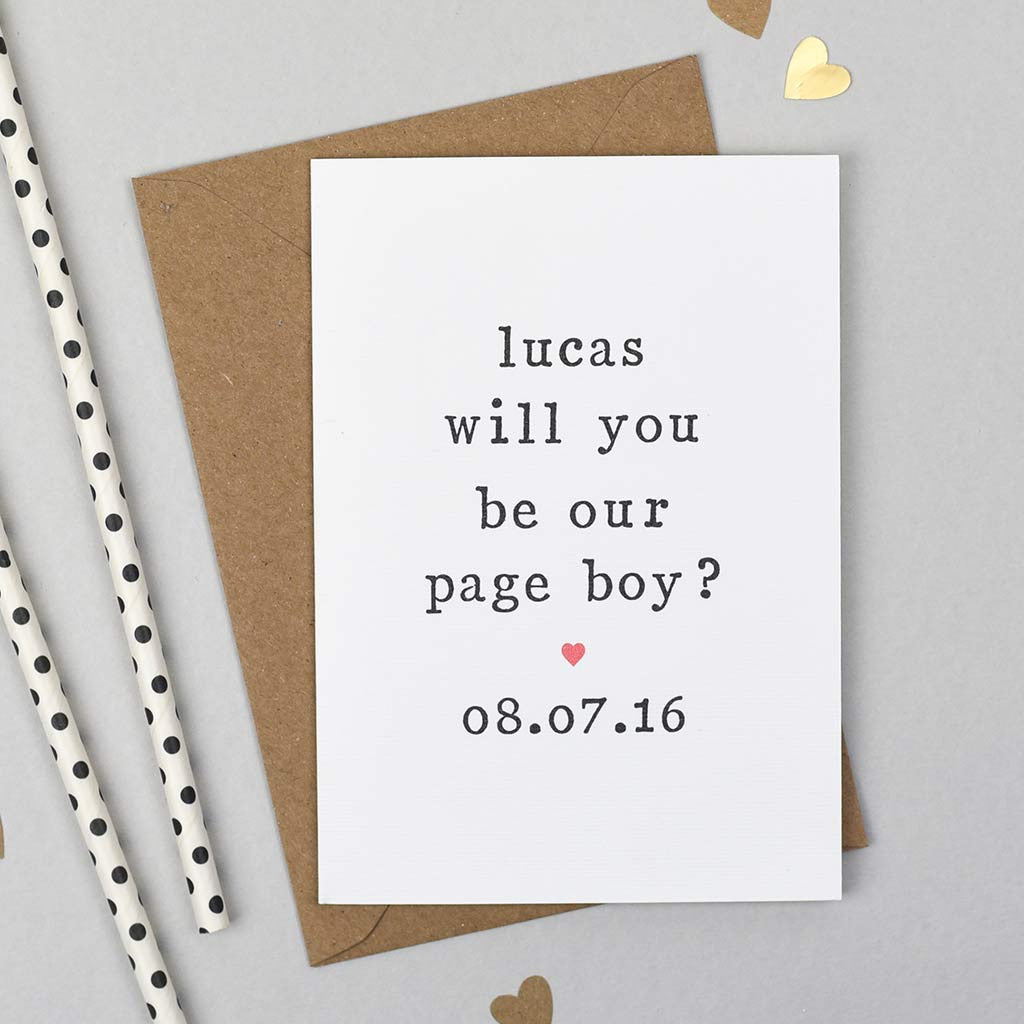 Personalised 'Will You Be Our Page Boy?' Wedding Card