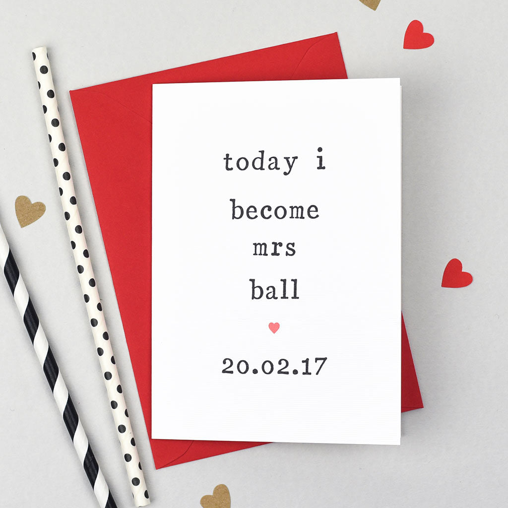Personalised 'Today I Or You Become' Wedding Card