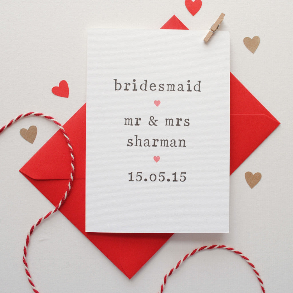 Personalised Bridesmaid Card