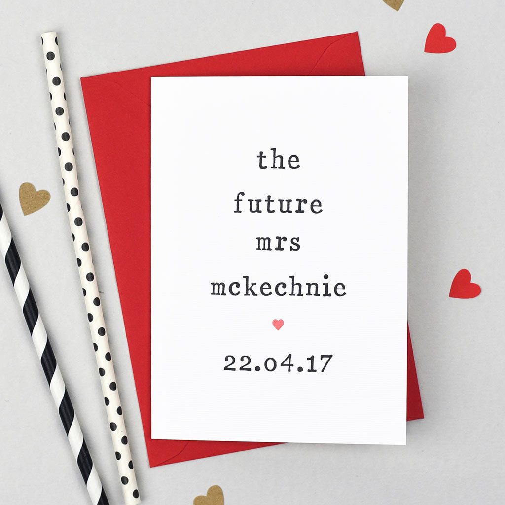 Personalised Future Mrs Wedding Card