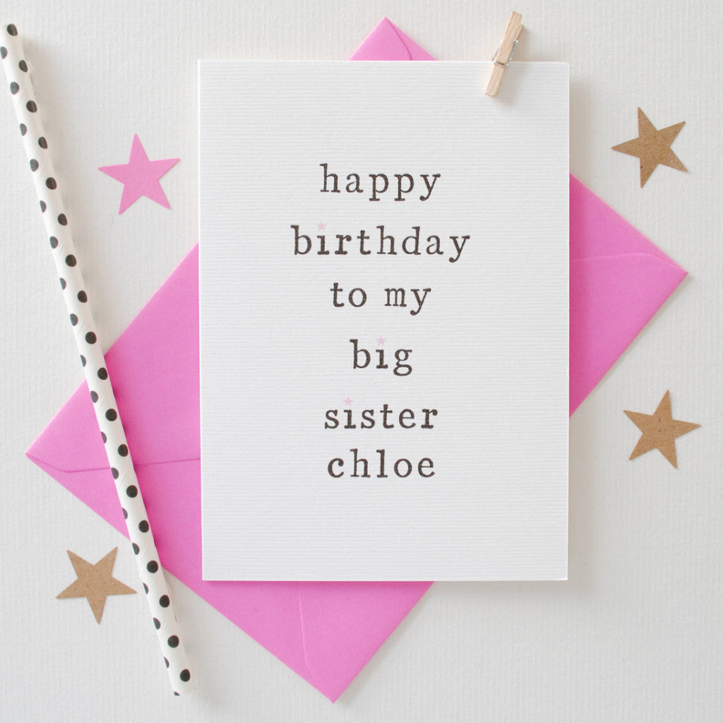 Personalised Happy Birthday Sibling Card