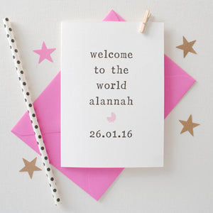 Personalised 'Welcome To The World' New Baby Card