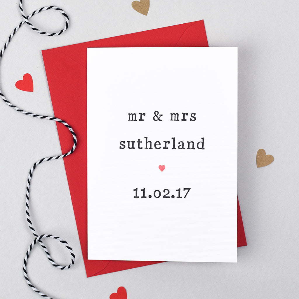 Personalised Wedding or Anniversary Card