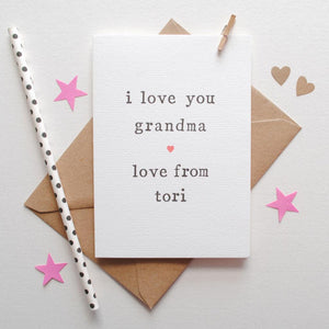 Personalised 'Love You' Mother's Day or Birthday Card