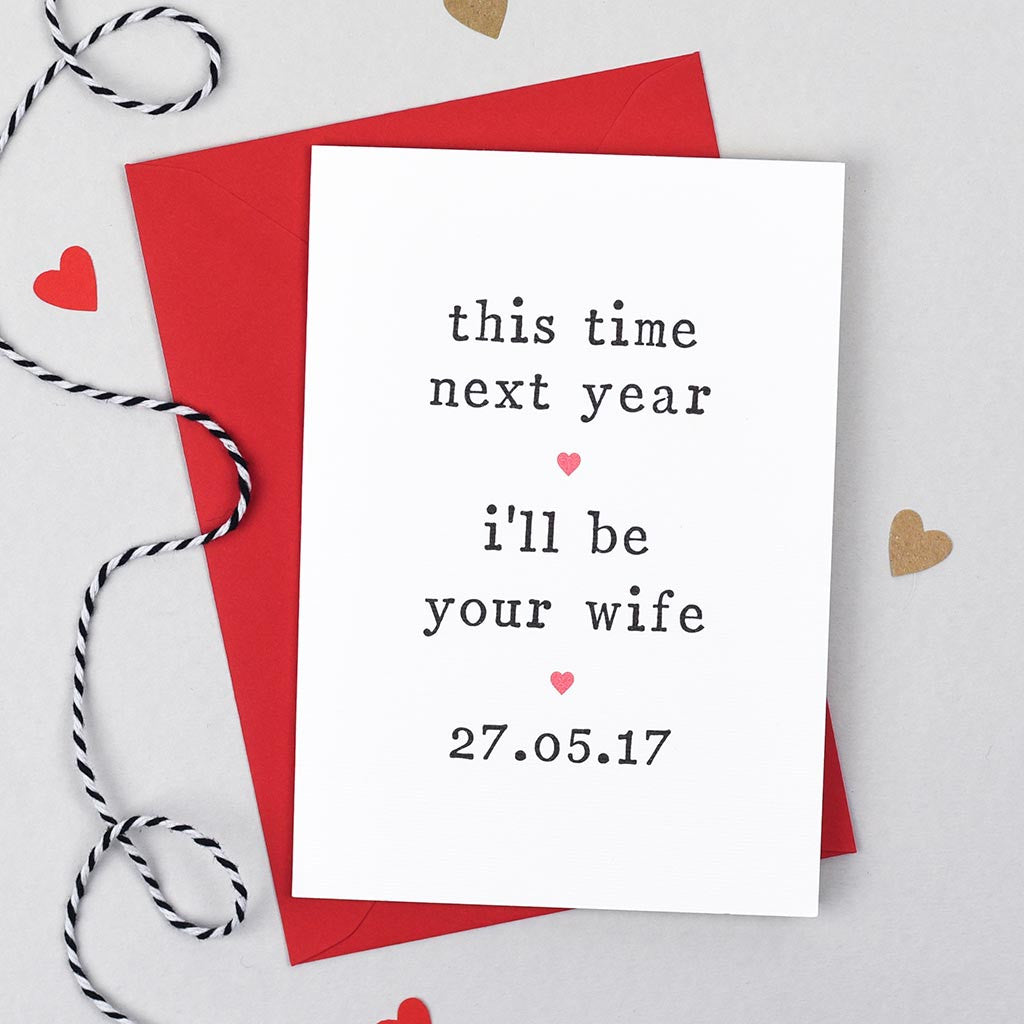 Personalised 'This Time Next Year' Wedding Day Card