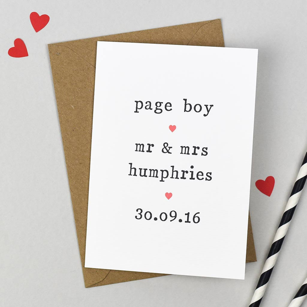 Personalised Page Boy Card