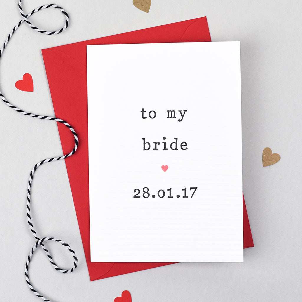 Personalised 'To My Bride or Groom' Wedding Card